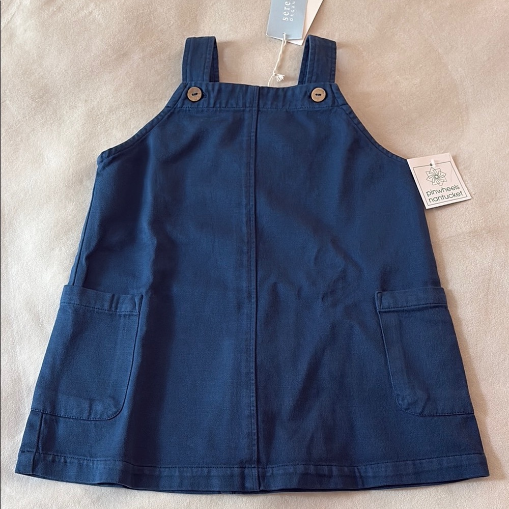 Navy Blue Kids Overall Dress